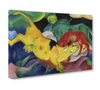 The Yellow Cow Vol.2 By Franz Marc Canvas Print | Gallery Wrapped 30mm Frame Wall Art | 24x16 inches | Ready to Hang | Classic Animals Picture | Living Room Bedroom Lounge Office