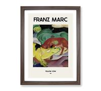 The Yellow Cow Vol.2 By Franz Marc Exhibition Museum Painting Framed Print | A3 Walnut Framed Wall Art | Ready to Hang | Modern Animal Picture | Living Room Bedroom Lounge Office
