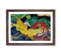 The Yellow Cow Vol.2 by Franz Marc Framed Print | A2 Walnut Framed Wall Art | Ready to Hang | Modern Animal Picture | Living Room Bedroom Lounge Office