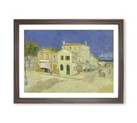 The Yellow House By Vincent Van Gogh Classic Painting Framed Print | A3 Walnut Framed Wall Art | Ready to Hang | Classic Historical Picture | Living Room Bedroom Lounge Office