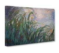 The Yellow Irises By Claude Monet Canvas Print | Gallery Wrapped 30mm Frame Wall Art | 30x20 inches | Ready to Hang | Impressionist Picture | Living Room Bedroom Lounge Office