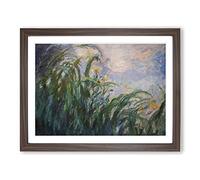 The Yellow Irises By Claude Monet Framed Wall Art Print A3 Walnut