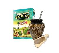 The Yerba Project Kurupi Sabor Citrus Mate Tea Set | Natural Strong Energy Drink |Kurupi 500g Complete Set| Booster| Begginer's Kit| Ceramic Cup Gourd 300ml|Bombilla|Wooden Scoop| Vegan Antiacid