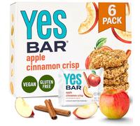 The YES Bar Apple Cinnamon Crisp - Plant Based Protein, Decadent Snack Bar - Vegan, Paleo, Gluten Free, Dairy Free, Low Sugar, Healthy Snack, Breakfast, Low Carb, Keto Friendly (Pack of 6)