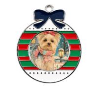 The Yorkshire Terriers Dog Christmas Tree Ornaments Decor Circular