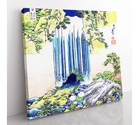 The Yoro Waterfall in Mino Province by Katsushika Hokusai Asian Japanese Canvas Wall Art Print Ready to Hang, Framed Picture for Living Room Bedroom Home Office Décor, 35x35 cm (14x14 Inch)
