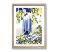 The Yoro Waterfall In Mino Province By Katsushika Hokusai Asian Japanese Framed Wall Art Print, Ready to Hang Picture for Living Room Bedroom Home Office Décor, Oak A4 (34 x 25 cm)