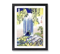 The Yoro Waterfall In Mino Province By Katsushika Hokusai Asian Japanese Framed Wall Art Print, Ready to Hang Picture for Living Room Bedroom Home Office Décor, Black A4 (34 x 25 cm)
