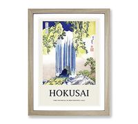 The Yoro Waterfall In Mino Province By Katsushika Hokusai Exhibition Museum Asian Japanese Framed Wall Art Print, Ready to Hang Picture for Living Room Bedroom Home Office Décor, Oak A4 (34 x 25 cm)
