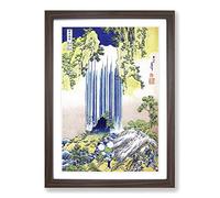 The Yoro Waterfall in Mino Province by Katsushika Hokusai Framed Print | A2 Walnut Framed Wall Art | Ready to Hang | Asian Landscape Picture | Living Room Bedroom Lounge Office