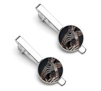 The Zebra Laughing Men's Tie Clips 1 Pair | Stylish Prints Tie Bars Personalization Gift for Father Husband Boyfriend Business