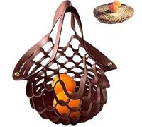 The Zest Bag - Handmade Leather Folding Tote Bag, Flat Cushion Design, 2 in 1 Mesh Handbag Folding Cushion and Shopping Bags, Flat Foldable Portable Shoulder Bags, Leather Tote for Women(C)