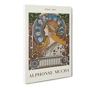 The Zodiac Vol.1 By Alphonse Mucha Canvas Print | Gallery Wrapped 30mm Frame Wall Art | 24x16 inches | Ready to Hang | Classic Picture | Living Room Bedroom Lounge Office