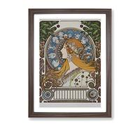 The Zodiac Vol.1 By Alphonse Mucha Classic Painting Framed Print | A2 Walnut Framed Wall Art | Ready to Hang | Classic Fantasy Picture | Living Room Bedroom Lounge Office