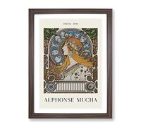 The Zodiac Vol.1 By Alphonse Mucha Exhibition Museum Painting Framed Print | A3 Walnut Framed Wall Art | Ready to Hang | Modern Fantasy Picture | Living Room Bedroom Lounge Office