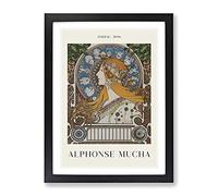 The Zodiac Vol.1 By Alphonse Mucha Exhibition Museum Painting Framed Print | A4 Black Framed Wall Art | Ready to Hang | Modern Fantasy Picture | Living Room Bedroom Lounge Office