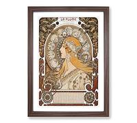 The Zodiac Vol.2 by Alphonse Mucha Framed Print | A2 Walnut Framed Wall Art | Ready to Hang | Modern Fantasy Picture | Living Room Bedroom Lounge Office
