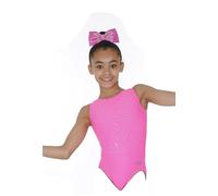 The Zone Affinity - Econyl Tank Leotard with Crystal Motif Gymnastics Leotard made in the UK Age 5-6 (26) Fluo Pink