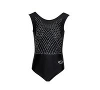 The Zone Affinity - Econyl Tank Leotard with Crystal Motif Gymnastics Leotard made in the UK Age 9-10 (30) Black