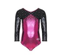 The Zone Belle V Neck 3/4 Sleeve Shine Leotard Age 3-4 (24) Berry