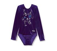 The Zone Panache Butterfly Motif Long Sleeve Gymnastics Leotard 28 Grape