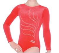 The Zone Tiara Crystal Motif Long Sleeved Gymnastics Leotard 24 Red