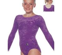 The Zone Z102RAM long-sleeved gymnastics leotard, crushed velour, Purple, size 26"