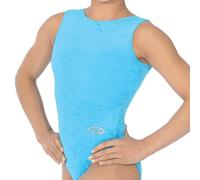 The Zone Z103SAL Sleeveless gymnastics leotard, Smooth Velour Kingfisher, size 30"