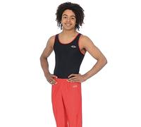 The Zone Z887ACE Round neck boys/mens sleeveless gymnastics leotard. Matt Nylon/Lycra Black/Red Size 32"