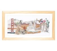 Thea Gouverneur - Counted Cross Stitch Kit - America - Aida - 18 count - Embroidery Kit for Adults - DMC Embroidery Threads and other Cross Stitch Supplies Included - 544A
