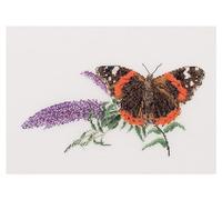 Thea Gouverneur - Counted Cross Stitch Kit - Butterfly-Budlea - Linen - 36 Count - Embroidery Kit for Adults - DMC Embroidery Threads and Other Cross Stitch Supplies Included - 436