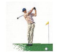 Thea Gouverneur - Counted Cross Stitch Kit - Golf - Aida - 18 Count - Embroidery Kit for Adults - DMC Embroidery Threads and Other Cross Stitch Supplies Included - 3032A