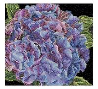 Thea Gouverneur - Counted Cross Stitch Kit - Hydrangea - Aida - 18 Count - Embroidery Kit for Adults - DMC Embroidery Threads and Other Cross Stitch Supplies Included - 497A