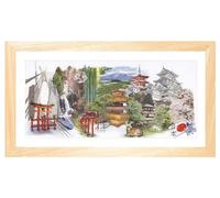 Thea Gouverneur - Counted Cross Stitch Kit - Japan - Aida - 18 Count - Embroidery Kit for Adults - DMC Embroidery Threads and Other Cross Stitch Supplies Included - 548A
