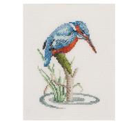 Thea Gouverneur - Counted Cross Stitch Kit - Kingfisher - Aida - 14 Count - Embroidery Kit for Adults - DMC Embroidery Threads and Other Cross Stitch Supplies Included - 574A