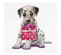 Thea Gouverneur Puppy Went Shopping On Aida Cross Stitch Kit-12.25 x 11.75-inch, Fabric, 12.25"x11.75" 16 Count, 31x30cm