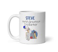 TheAbstractix Personalised Cricket Mug - “World’s Greatest Cricketer” with Custom Name - Gift for Cricket Players, Fans & Coaches - Birthday, Christmas, Sports Appreciation Present