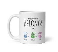 TheAbstractix Personalised “This Uncle Belongs to” Mug - Custom Name Coffee Cup - Gift for Uncle from Kids, Nephews & Nieces - 11oz Ceramic Mug for Birthday, Christmas, Father’s Day