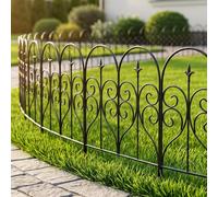 Thealyn 10 Panel No Diging Decorative Garden Fence,81cm H x 61cm W (6m) | Rustproof Metal, No Digging Border Edging for Rabbits, Flower Bed & Borders & Vegetable Garden,Pet Barrier