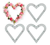 Thealyn 4 Pack Heart Shaped Wire Wreath Frame 12 Inch/30cm, Metal Floral Hoop Ring for DIY Crafts, Valentine's Day Wedding Christmas New Year Party Home Door Decoration (Green)