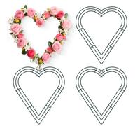 Thealyn 4 Pack Heart Shaped Wire Wreath Frame 14 Inch/35cm, Metal Floral Hoop Ring for DIY Crafts, Valentine's Day Wedding Christmas New Year Party Home Door Decoration (Green)