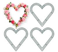 Thealyn 4 Pack Heart Shaped Wire Wreath Frame 17 Inch/43cm, Metal Floral Hoop Ring for DIY Crafts, Valentine's Day Wedding Christmas New Year Party Home Door Decoration (Green)