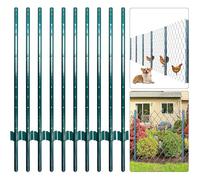 Thealyn Fence Posts 5 FT / 152 CM, Pack of 10 - for 4 FT Wire Fence Mesh, Metal Post with U-Channel, Steel Poles U Post for Garden Wire Mesh Poles for Chicken Wire Mesh