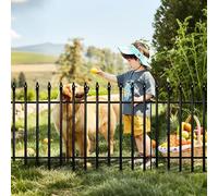 Thealyn Metal Garden Fence Decorative Fence 60cm High x 60cm Wide (5 Panels, Total Length 3m) No Dig Fence Border Fence Dog Fence Landscape Fencing for Flower Bed, Yard, Animal Barrier, Black