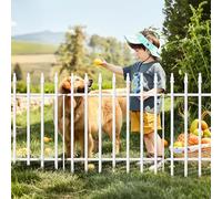 Thealyn Metal Garden Fence Decorative Fence 60cm High x 60cm Wide (5 Panels, Total Length 3m) No Dig Fence Border Fence Dog Fence Landscape Fencing for Flower Bed, Yard, Animal Barrier, White
