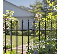 Thealyn Metal Garden Fence Decorative Fence 71cm High x 56cm Wide (5 Panels, Total Length 2.75m) No Dig Fence Border Fence Dog Fence Landscape Fencing for Flower Bed, Yard, Animal Barrier, Black