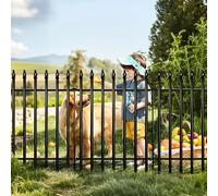 Thealyn Metal Garden Fence Decorative Fence 81cm High x 60cm Wide (5 Panels, Total Length 3m) No Dig Fence Border Fence Dog Fence Landscape Fencing for Flower Bed, Yard, Animal Barrier, Black