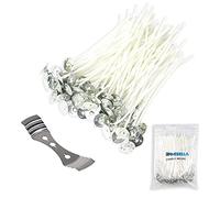 TheAmbrella Candle Wicks for Making Candles 50Pcs- 10cm Long Pre-Waxed Wicks with Metal Tabs & 3-Hole Wick Holder - Low Smoke & Longer Burning Time - Perfect for DIY Candles
