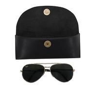 TheAntiq Black Soft Leather Sunglasses Case Vintage Eyeglass Holder with Belt Loop, Handcrafted Eyeglasses Case, Slim & Flexible for Men & Women Black Leather Sunglass Case Holder Standard sunglasses