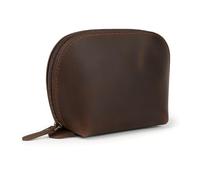 TheAntiq: Genuine Leather Cosmetic Bag, Leather Toiletry Kit, Leather Dopp Kit, Makeup Kit with Waterproof Lining Inside ( Brown), Brown, 9x6x4 inches, Zipper